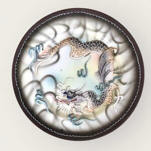 Vintage Black Moriage Porcelain Dragonware 2 Hand Painted  Japanese Plates